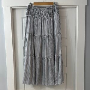 Max Studio Striped Blue/Gray Women's tiered Maxi Skirt